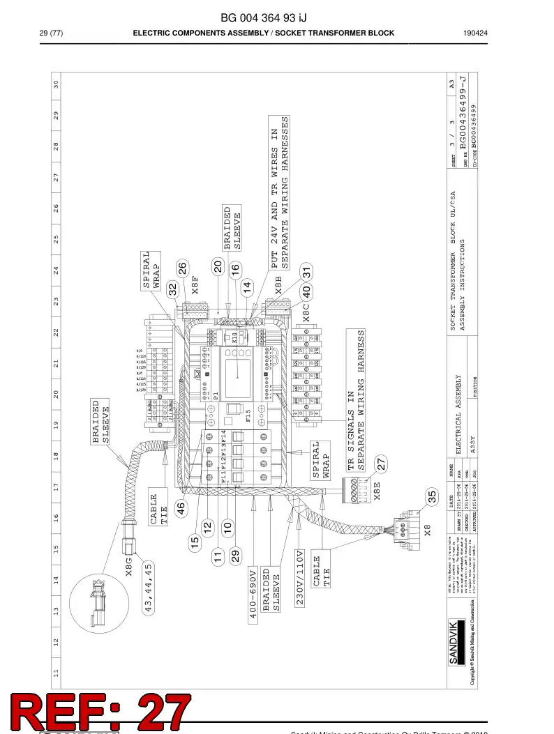BG00223624a BG 002 236 24a Wiring Harness Assembly - Sandvik Technical Drawing