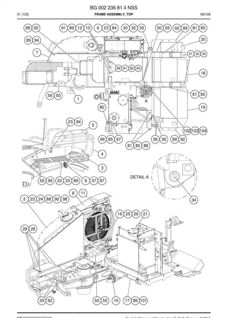 BG00223681i BG 002 236 81i Frame Assembly, Top - Sandvik Technical Drawing