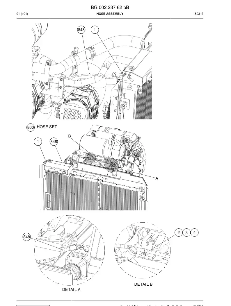 BG00223762b BG 002 237 62b Hose Assembly - Sandvik Technical Drawing