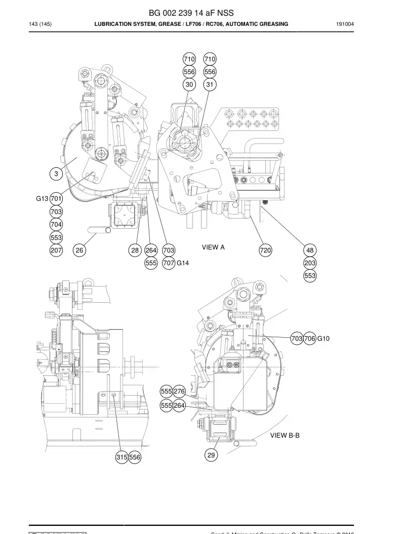 BG00223914a BG 002 239 14a Lubrication System, Grease - Sandvik Technical Drawing