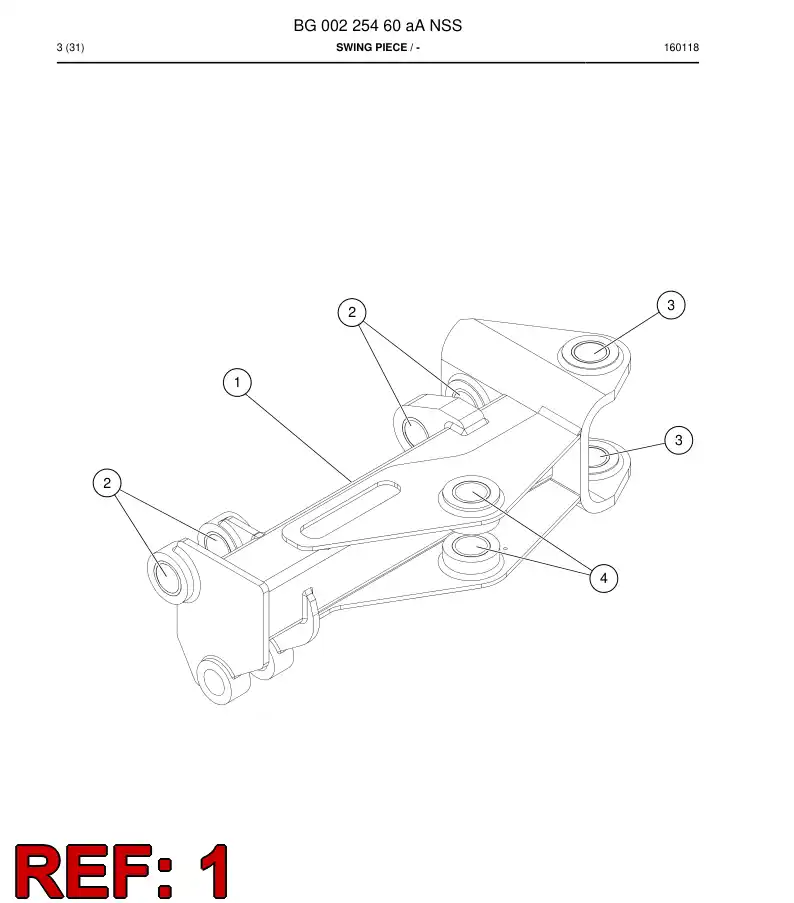 BG00223975a BG 002 239 75a Swing Piece - Sandvik Technical Drawing