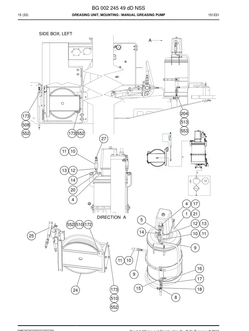 BG00224549d BG 002 245 49d Greasing Unit, Mounting - Sandvik Technical Drawing