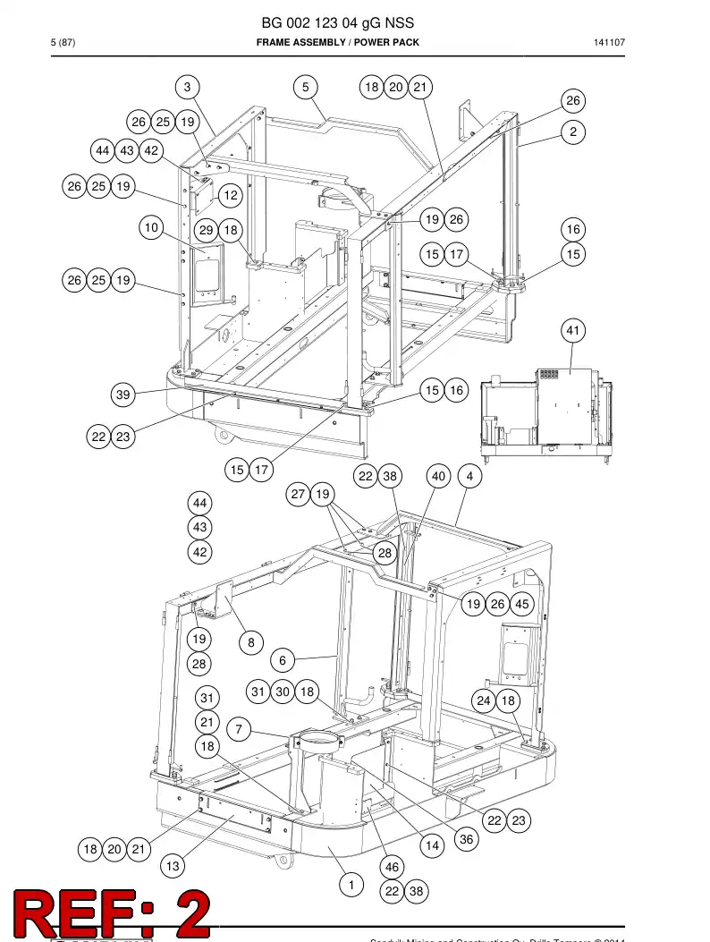 BG00224884a BG 002 248 84a Frame, Support - Sandvik Technical Drawing