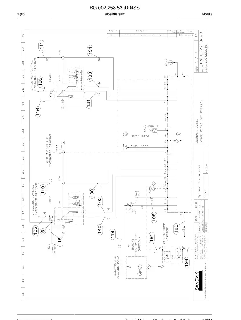 BG00225853j BG 002 258 53j Hosing Set - Sandvik Technical Drawing