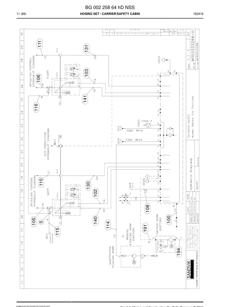 BG00225864h BG 002 258 64h Hosing Set - Sandvik Technical Drawing