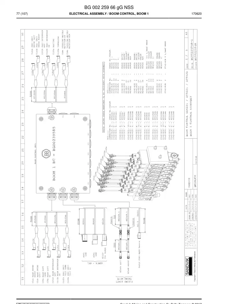 BG00225966g BG 002 259 66g Electrical Assembly - Sandvik Technical Drawing