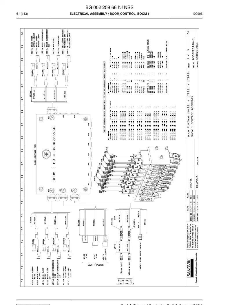 BG00225966h BG 002 259 66h Electrical Assembly - Sandvik Technical Drawing