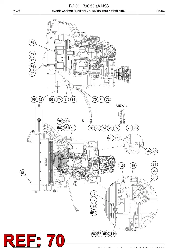 BG00226706a BG 002 267 06a Adapter, Hydraulic - Sandvik Technical Drawing