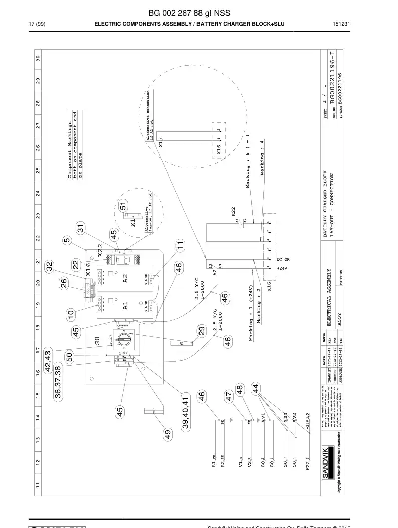 BG00226788g BG 002 267 88g Electric Components Assembly - Sandvik Technical Drawing