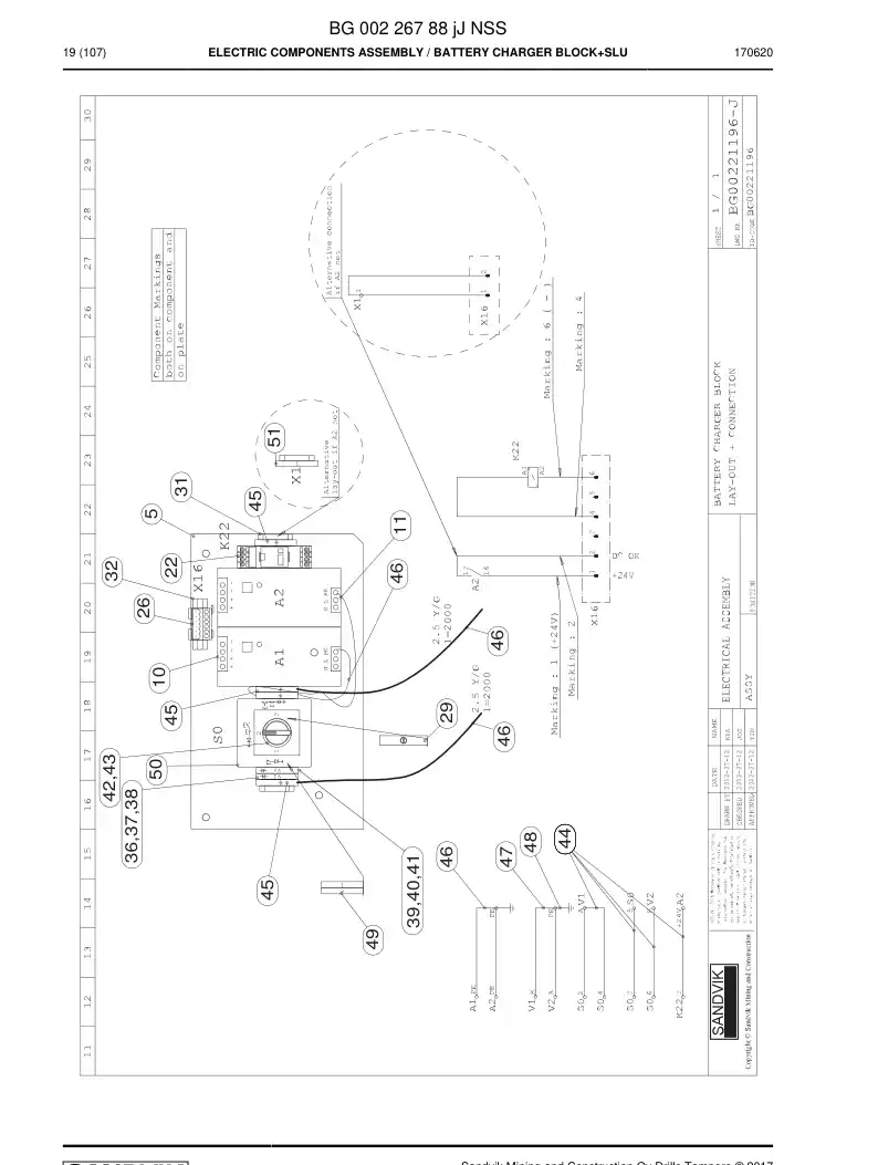 BG00226788j BG 002 267 88j Electric Components Assembly - Sandvik Technical Drawing