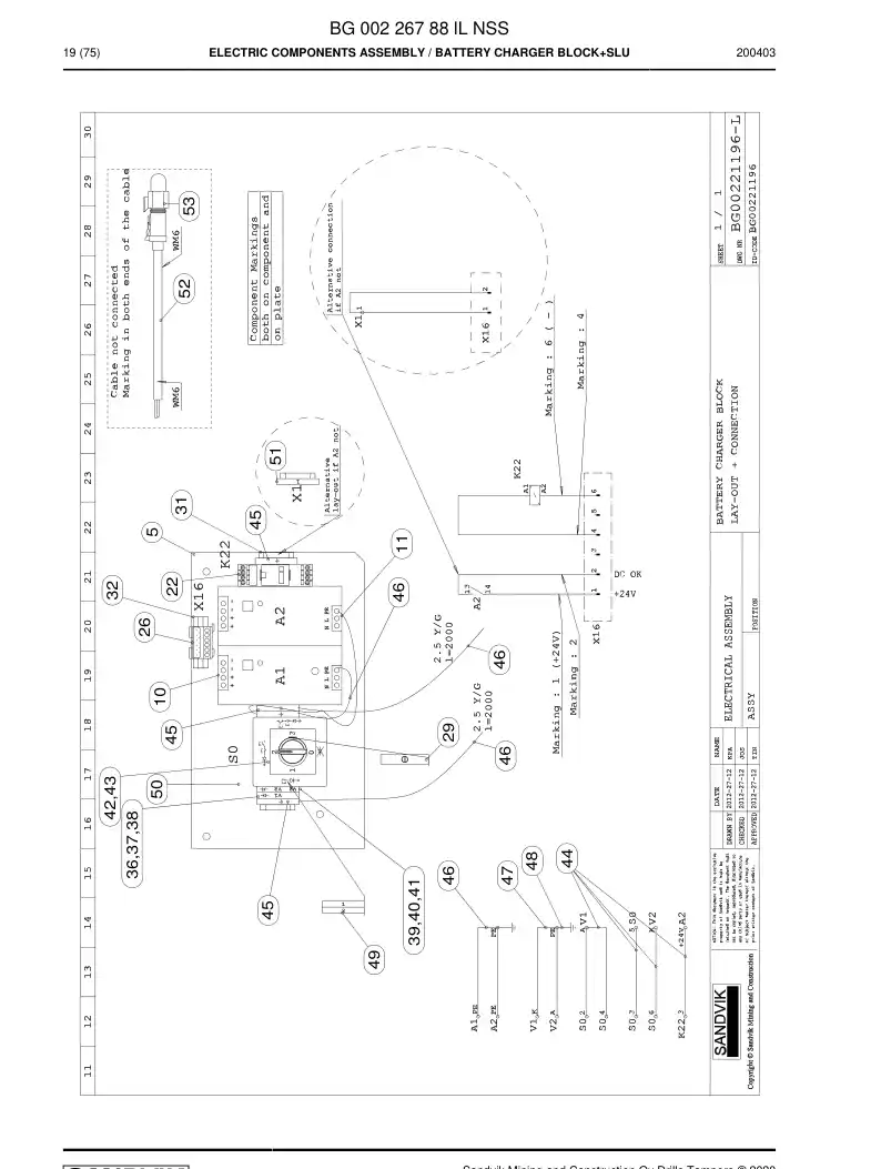 BG00226788l BG 002 267 88l Electric Components Assembly - Sandvik Technical Drawing