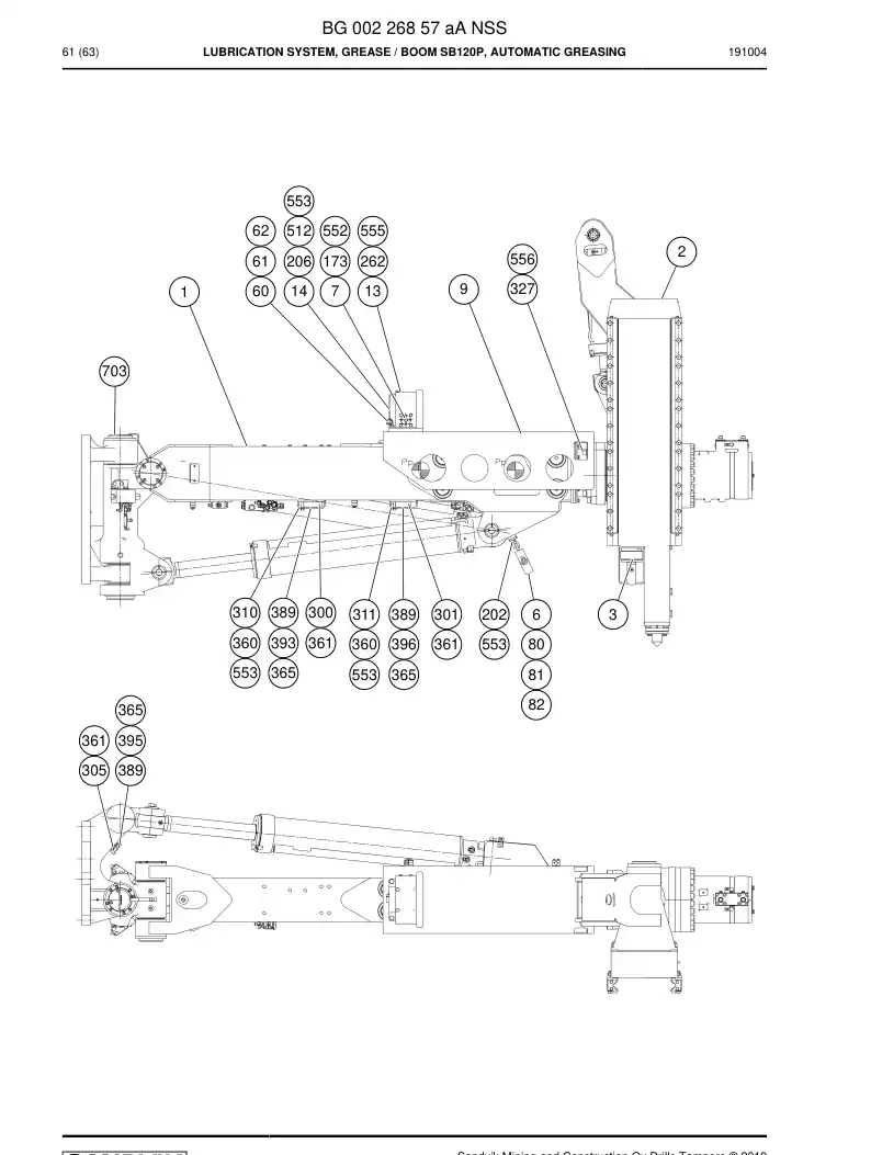 BG00226857a BG 002 268 57a Lubrication System, Grease - Sandvik Technical Drawing