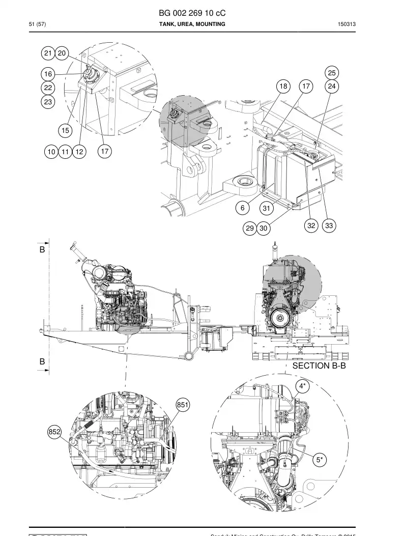 BG00226910c BG 002 269 10c Tank, Urea, Mounting - Sandvik Technical Drawing