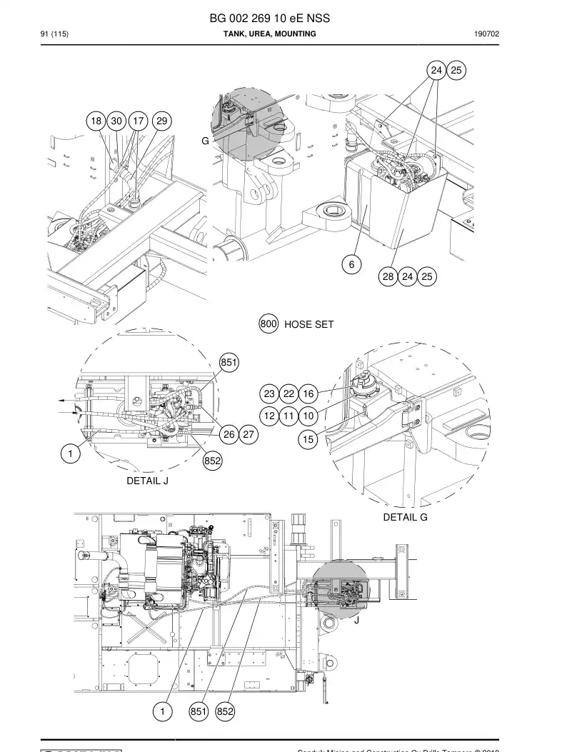 BG00226910e BG 002 269 10e Tank, Urea, Mounting - Sandvik Technical Drawing