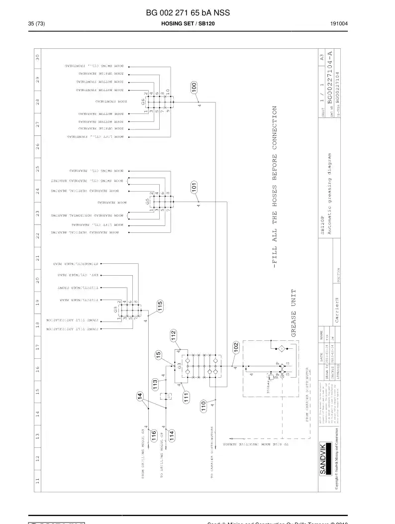 BG00227165b BG 002 271 65b Hosing Set - Sandvik Technical Drawing