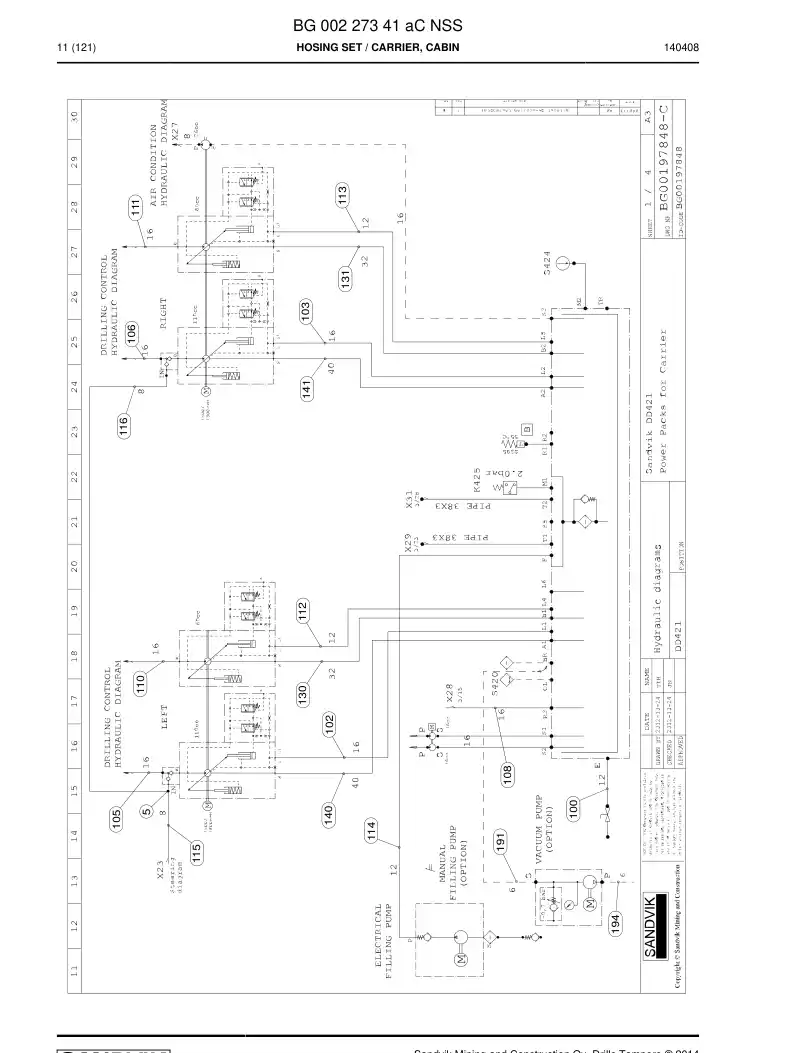 BG00227341a BG 002 273 41a Hosing Set - Sandvik Technical Drawing