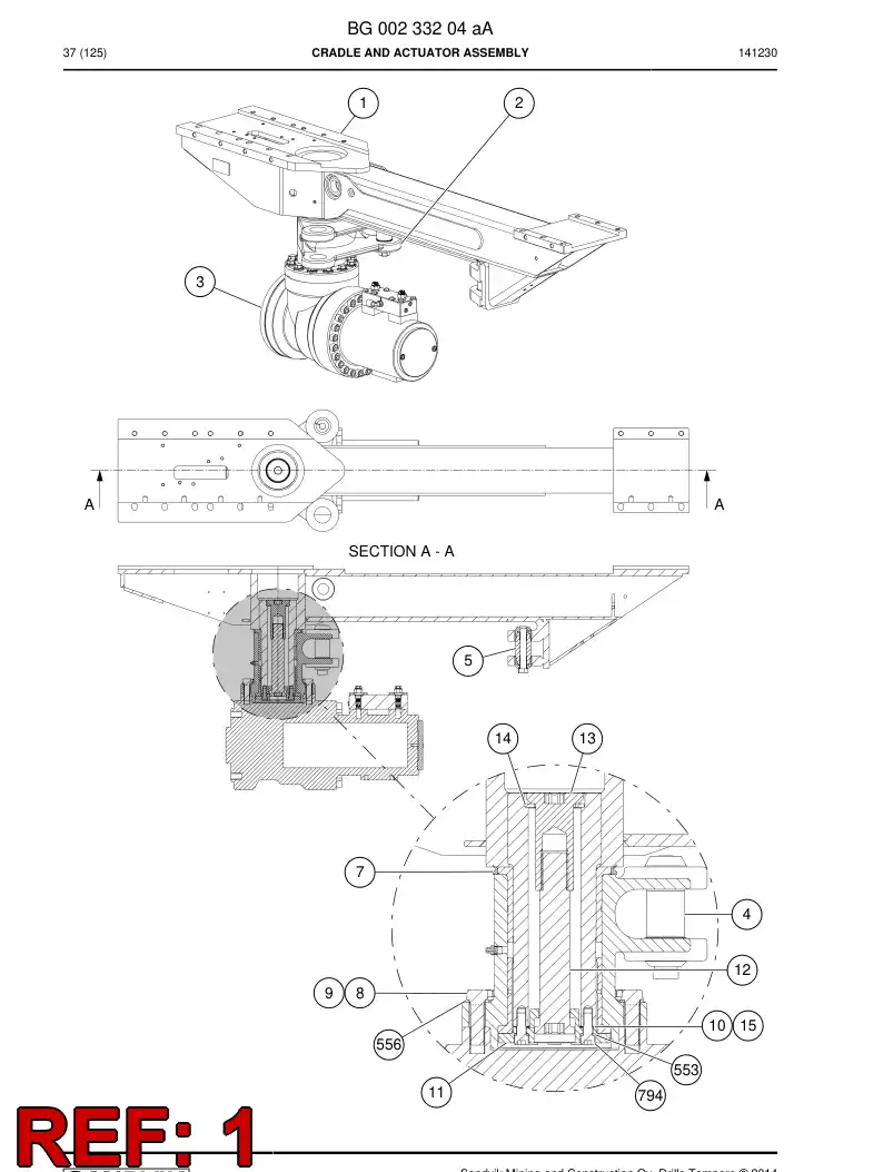 BG00227684a BG 002 276 84a Cradle Assembly - Sandvik Technical Drawing