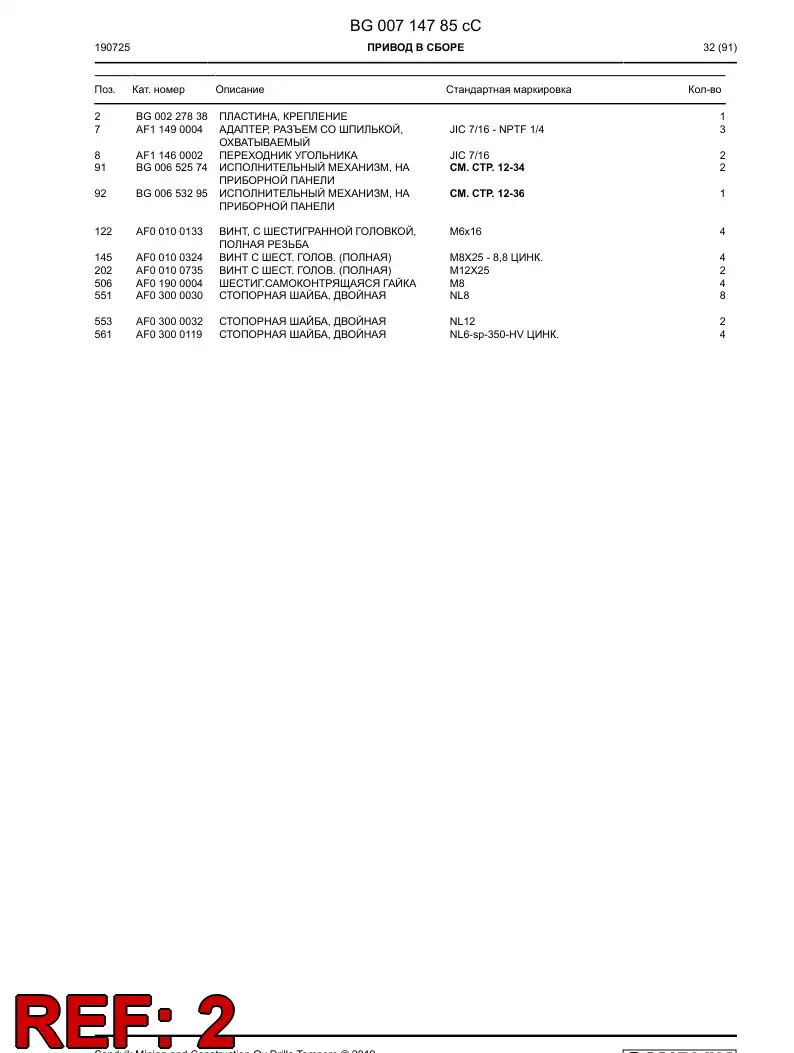 BG00227838e BG 002 278 38e Plate, Attachment - Sandvik Technical Drawing