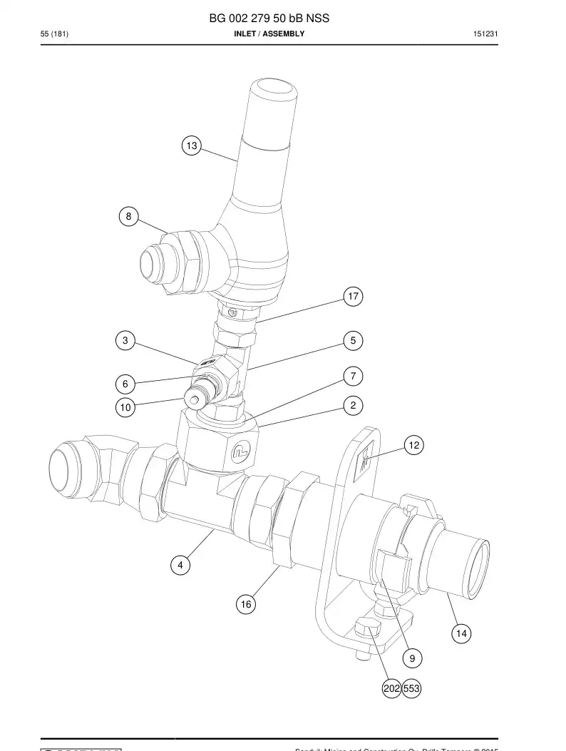 BG00227950b BG 002 279 50b Inlet - Sandvik Technical Drawing