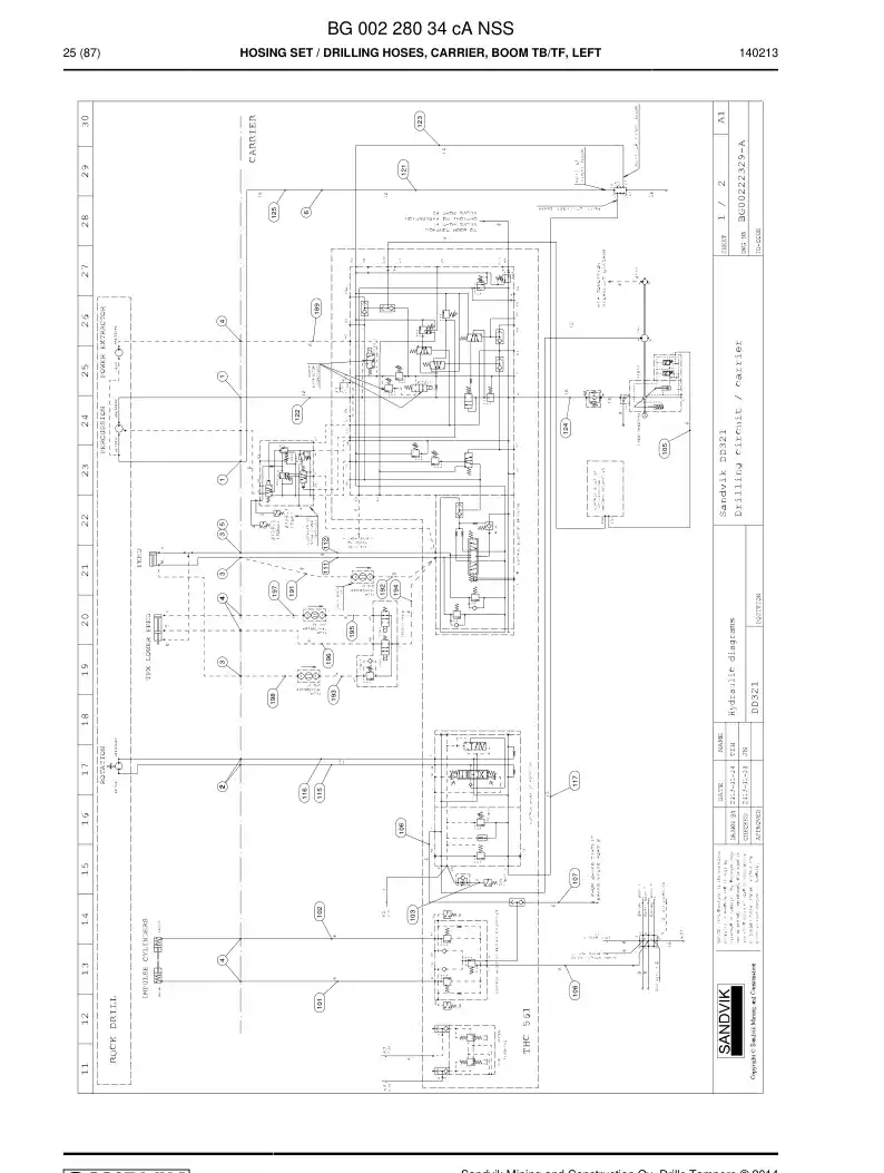 BG00228034c BG 002 280 34c Hosing Set - Sandvik Technical Drawing