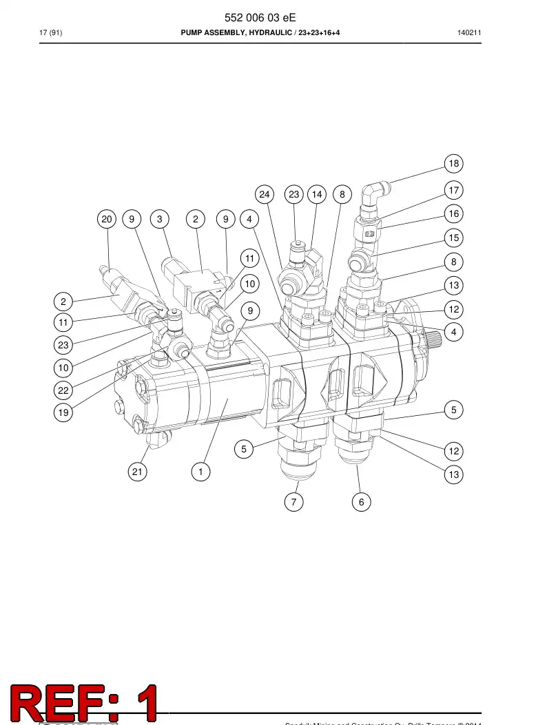 BG00228172a BG 002 281 72a Hydraulic Pump Assembly - Sandvik Technical Drawing