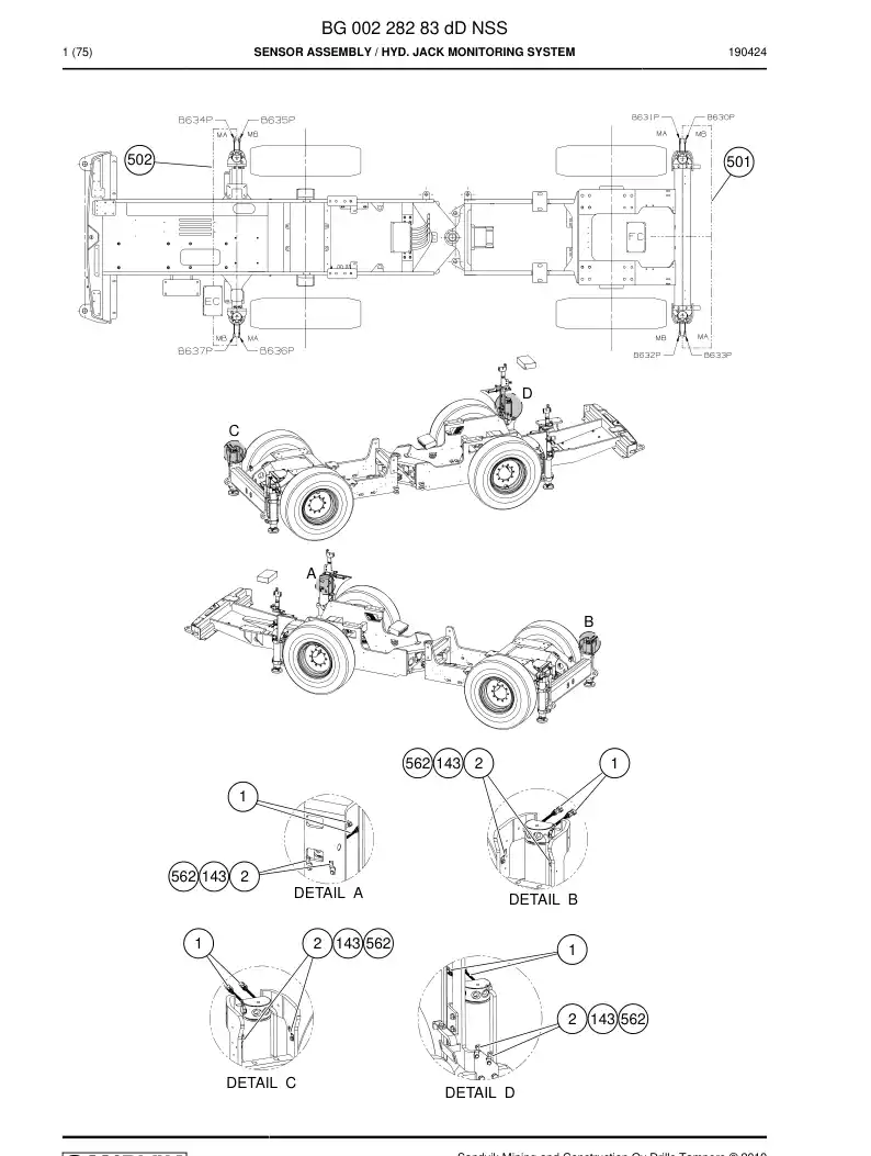 BG00228283d BG 002 282 83d Sensor Assembly - Sandvik Technical Drawing