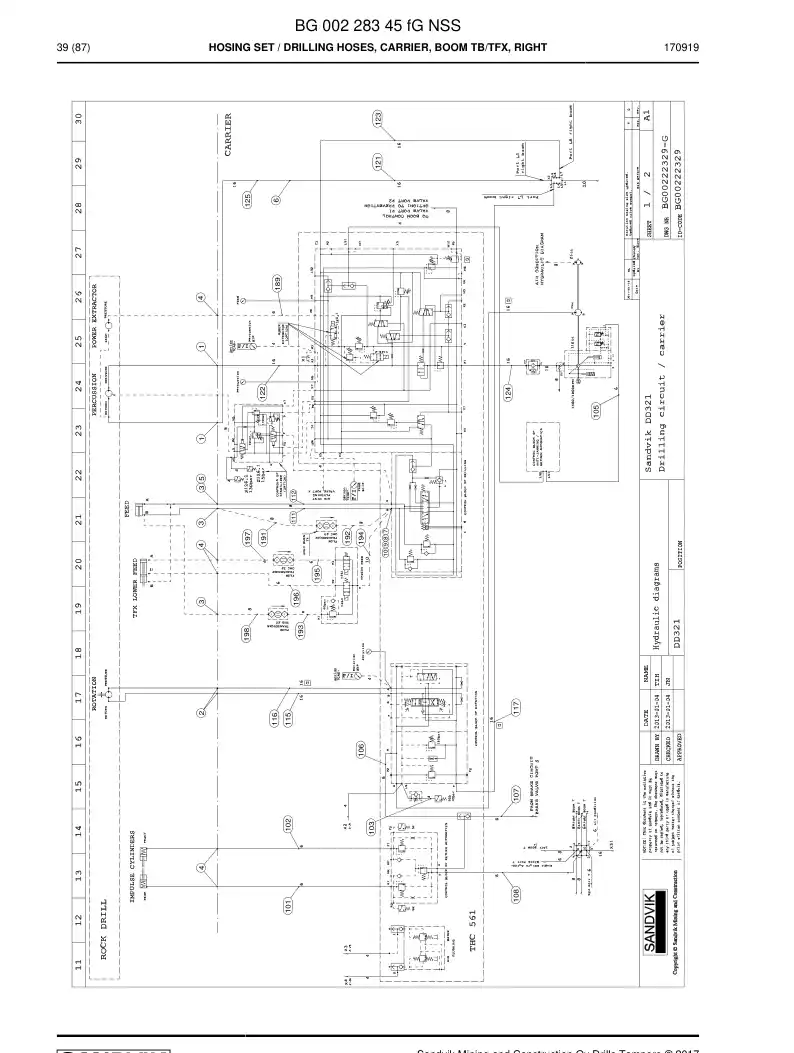 BG00228345f BG 002 283 45f Hosing Set - Sandvik Technical Drawing