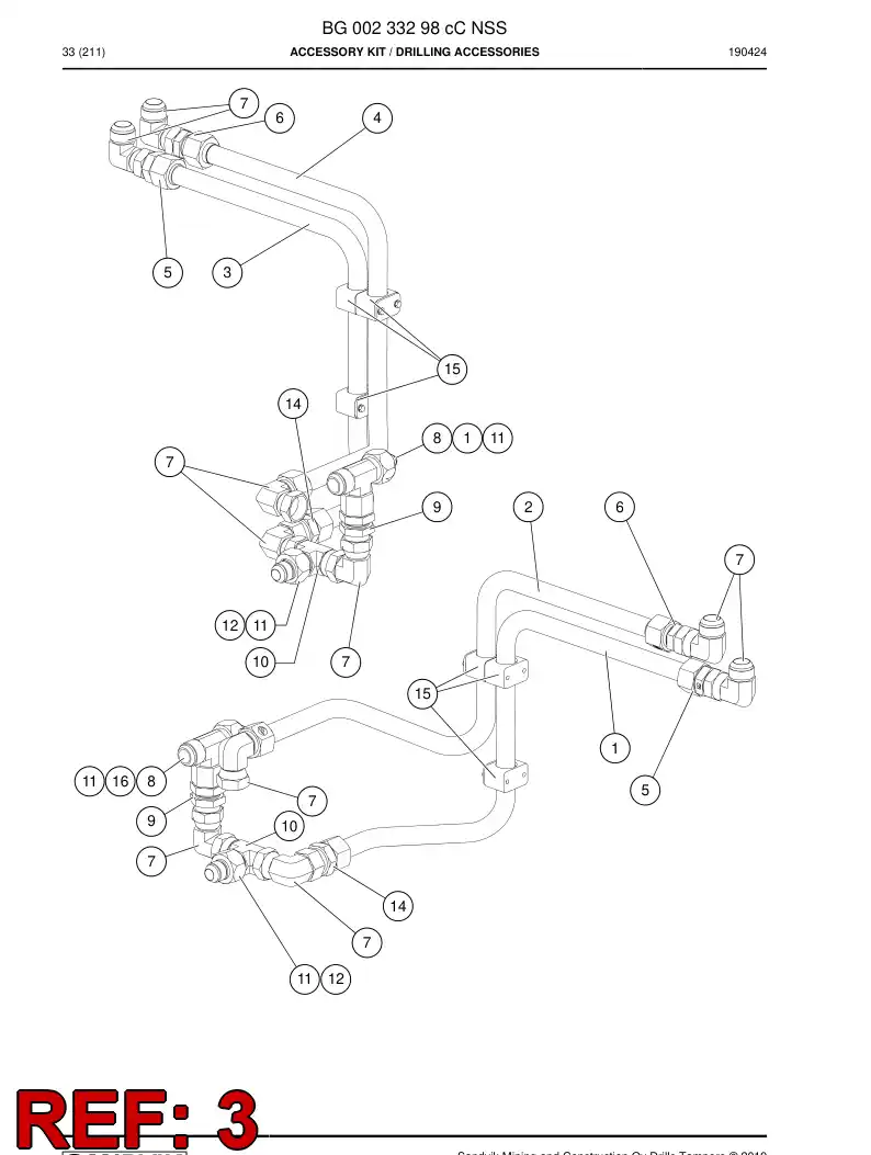 BG00228673c BG 002 286 73c Pipe, Hydraulic - Sandvik Technical Drawing