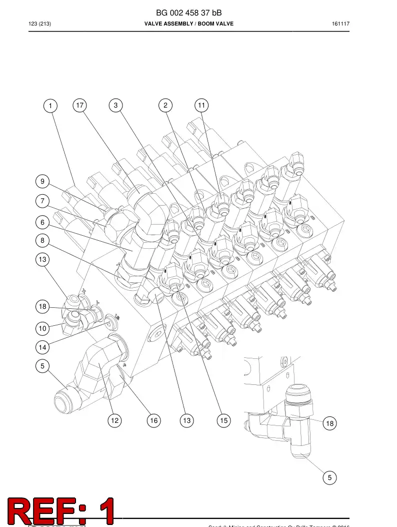 BG00228807a BG 002 288 07a Valve - Sandvik Technical Drawing