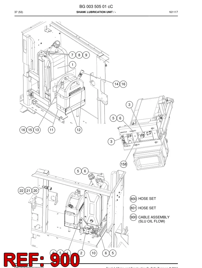 BG00229117b BG 002 291 17b Cable Assembly - Sandvik Technical Drawing