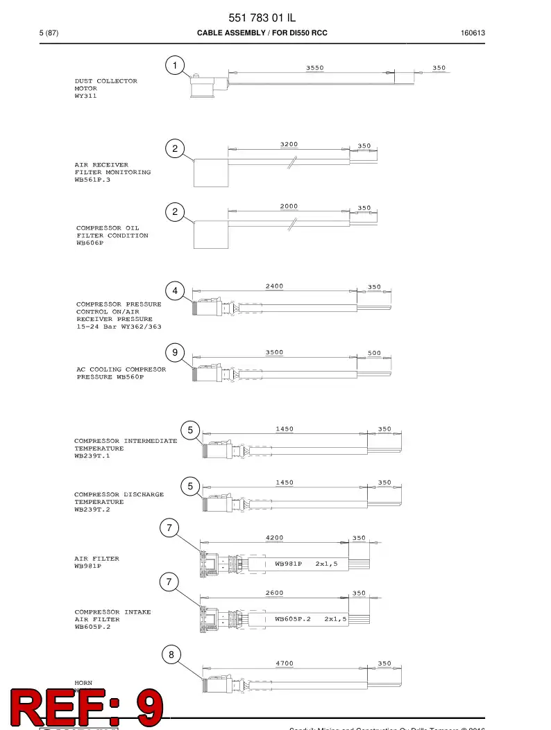 BG00229940a BG 002 299 40a Cable Assembly - Sandvik Technical Drawing