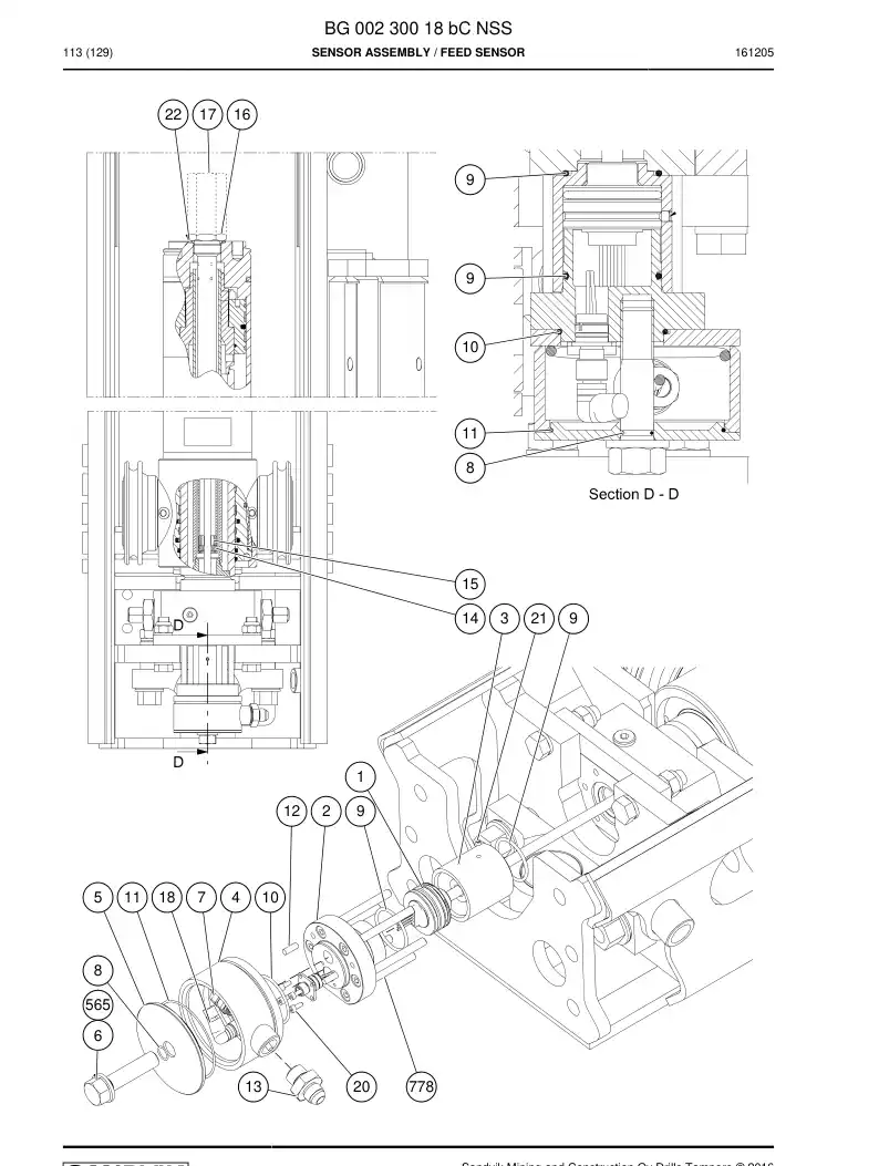 BG00230018b BG 002 300 18b Sensor Assembly - Sandvik Technical Drawing