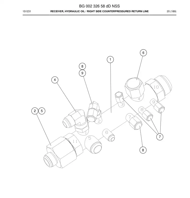 BG00232658d BG 002 326 58d Receiver, Hydraulic Oil - Sandvik Technical Drawing