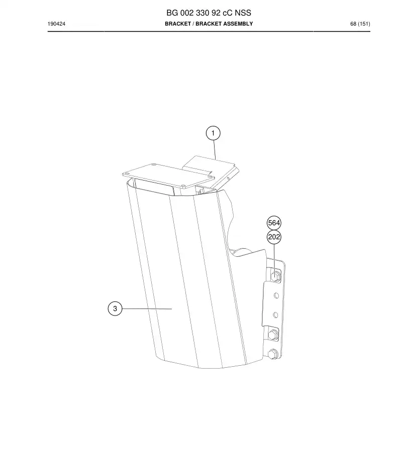 BG00233092c BG 002 330 92c Bracket - Sandvik Technical Drawing