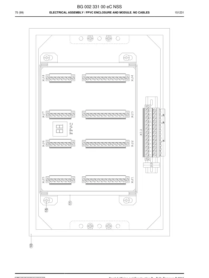 BG00233100e BG 002 331 00e Electrical Assembly - Sandvik Technical Drawing