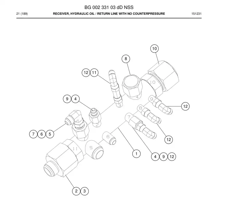 BG00233103d BG 002 331 03d Receiver, Hydraulic Oil - Sandvik Technical Drawing