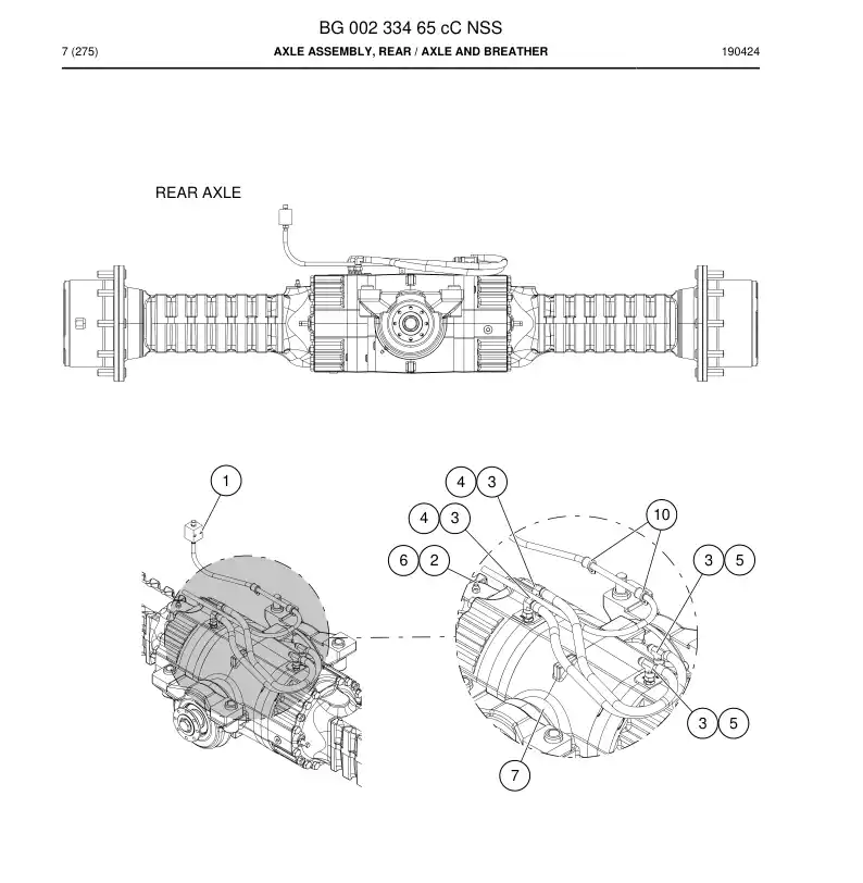 BG00233465c BG 002 334 65c Axle Assembly, Rear - Sandvik Technical Drawing