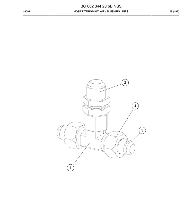 BG00234428b BG 002 344 28b Hose Fittings Kit, Air - Sandvik Technical Drawing