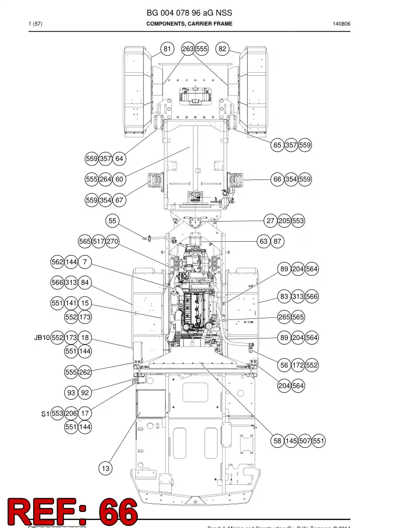 BG00234616a BG 002 346 16a Support - Sandvik Technical Drawing