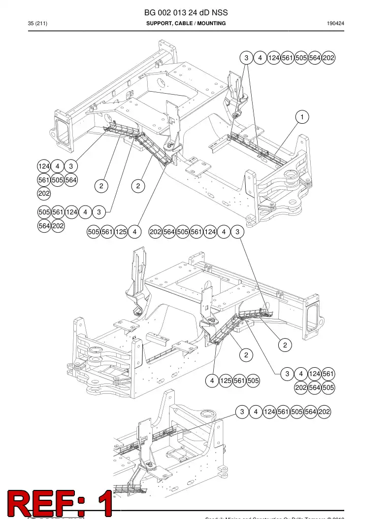 BG00235024b BG 002 350 24b Rack, Cable - Sandvik Technical Drawing
