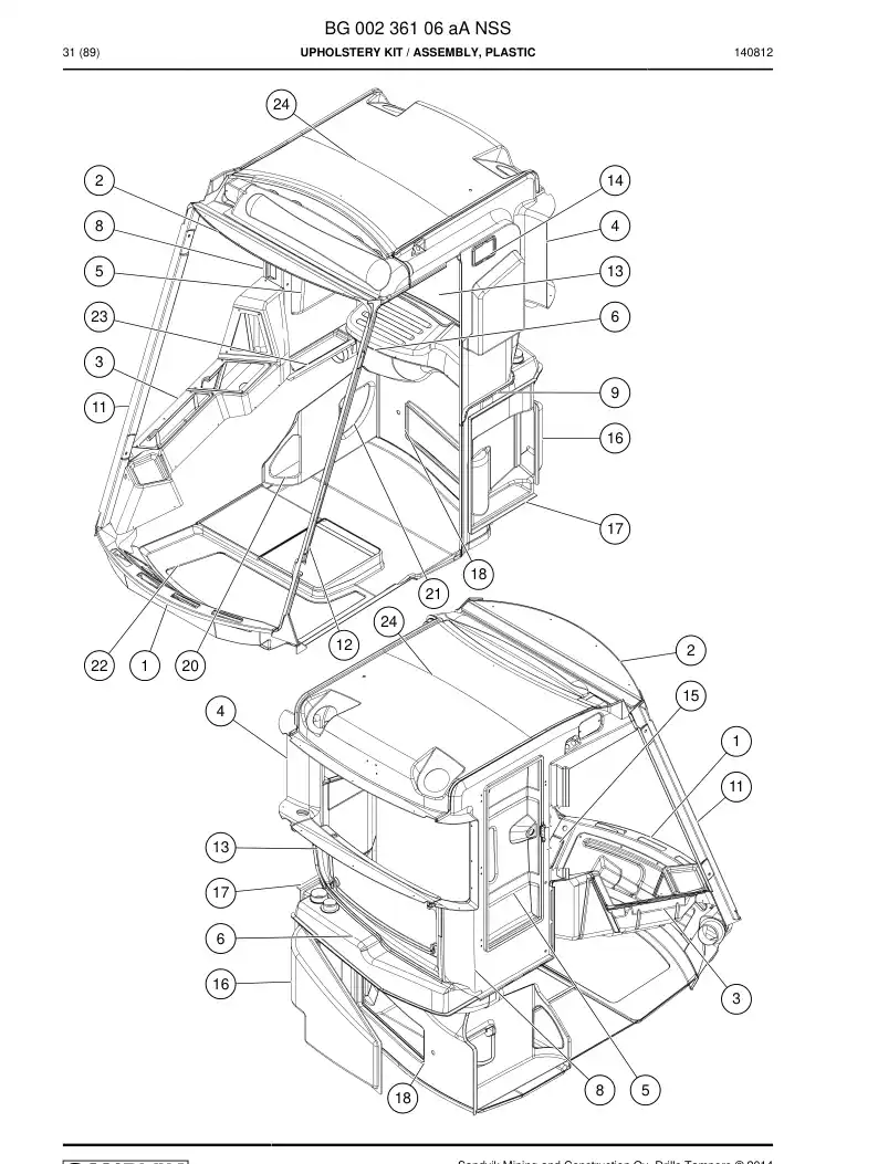 BG00236106a BG 002 361 06a Upholstery Kit - Sandvik Technical Drawing