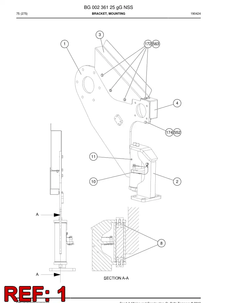 BG00236112b BG 002 361 12b Bracket - Sandvik Technical Drawing