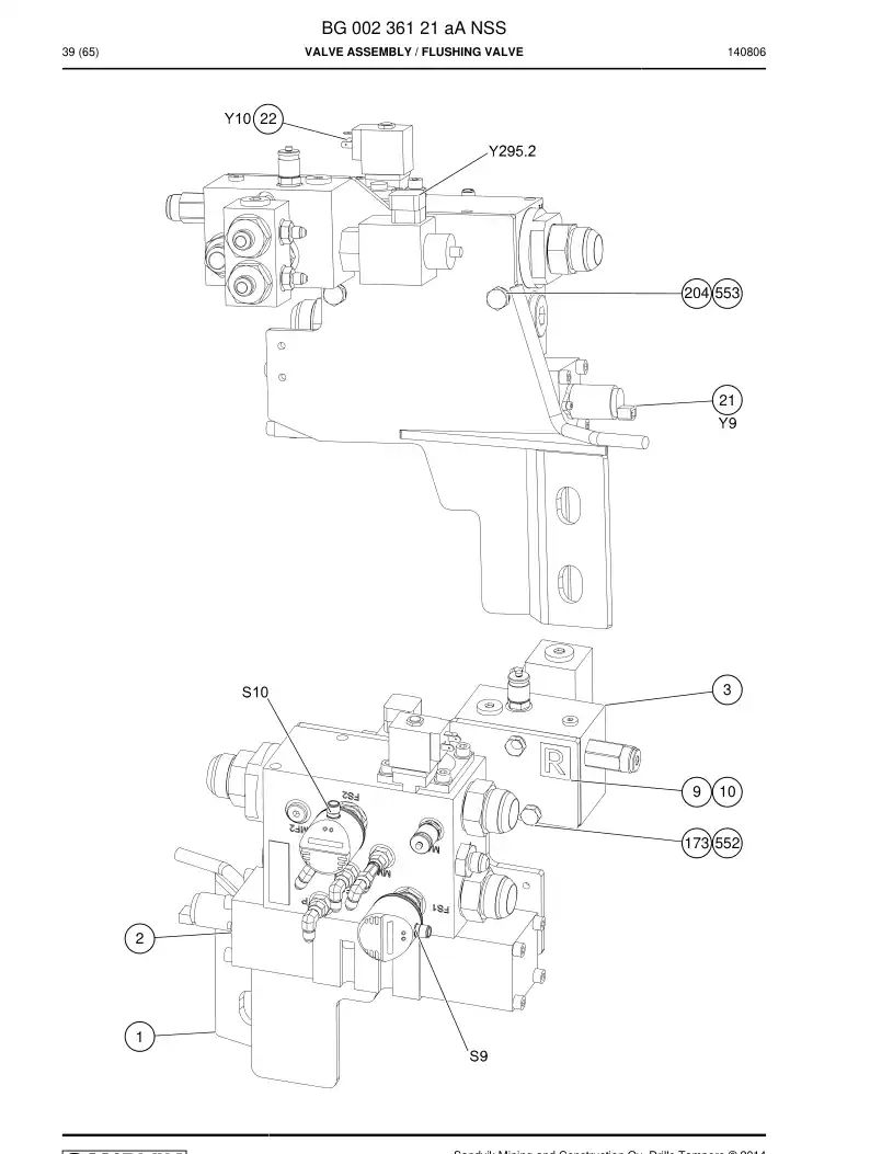 BG00236121a BG 002 361 21a Valve Assembly - Sandvik Technical Drawing