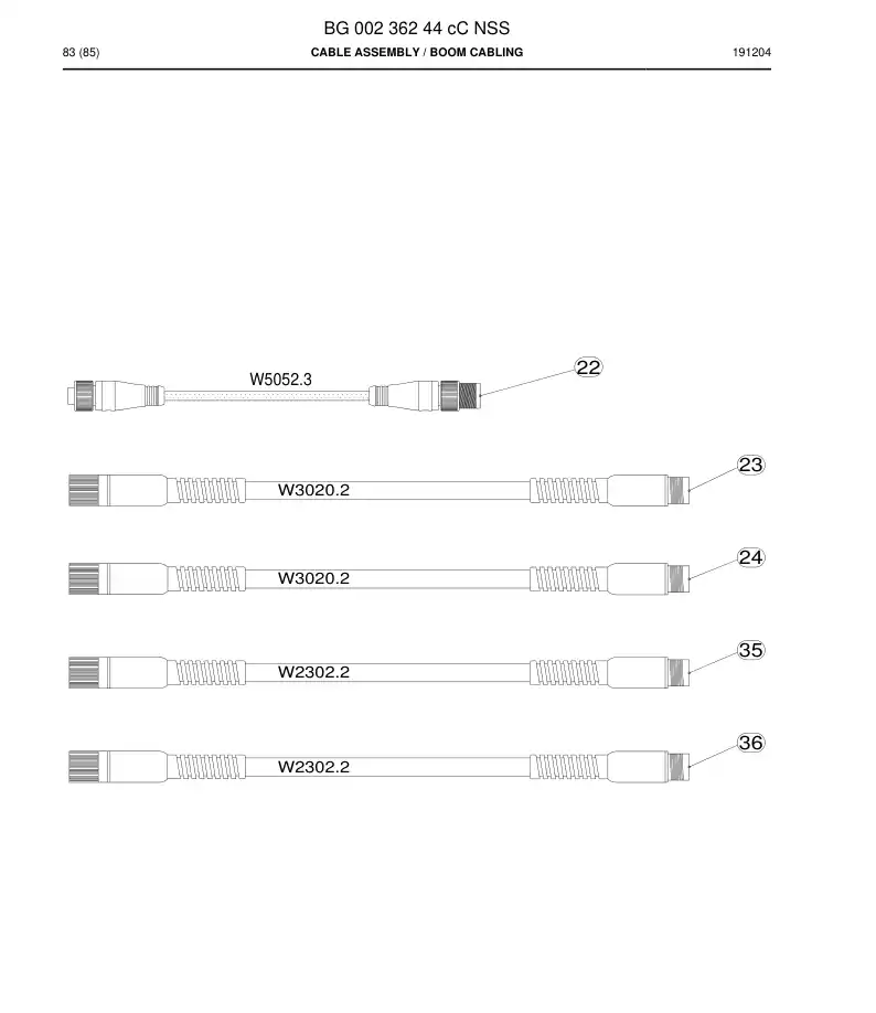 BG00236244c BG 002 362 44c Cable Assembly - Sandvik Technical Drawing