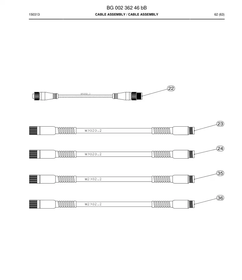 BG00236246b BG 002 362 46b Cable Assembly - Sandvik Technical Drawing