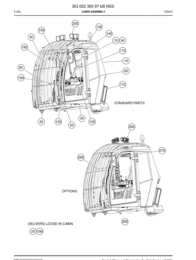 BG00236597b BG 002 365 97b Cabin Assembly - Sandvik Technical Drawing