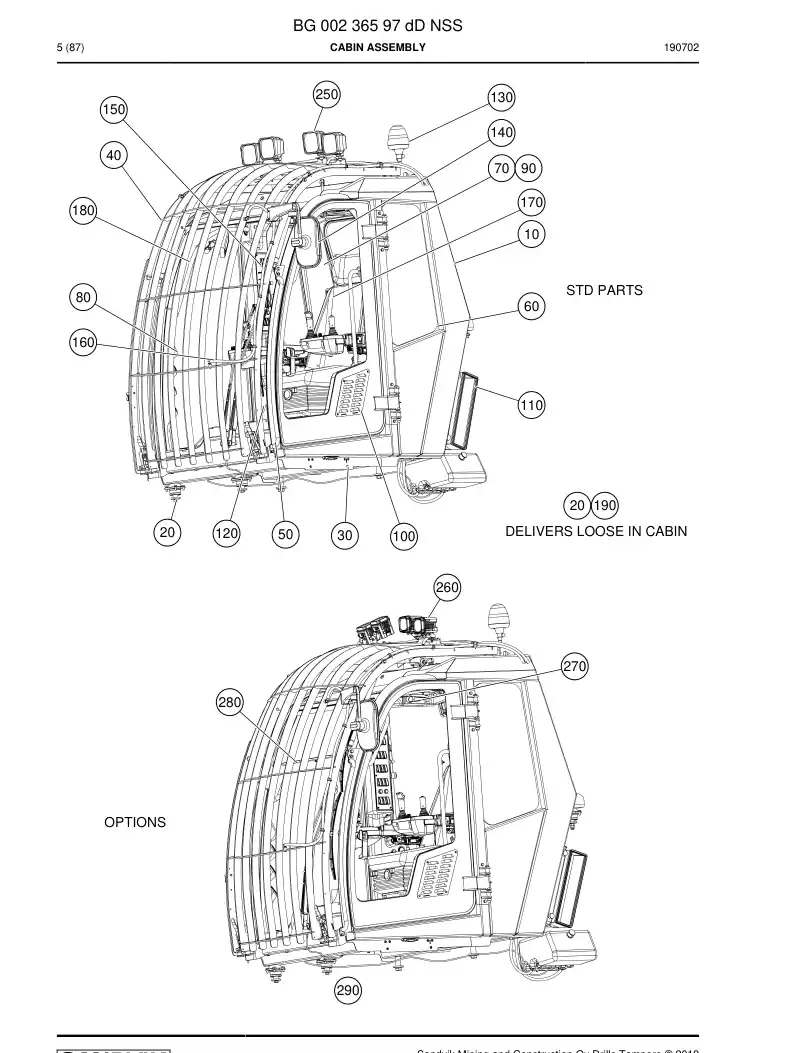 BG00236597d BG 002 365 97d Cabin Assembly - Sandvik Technical Drawing
