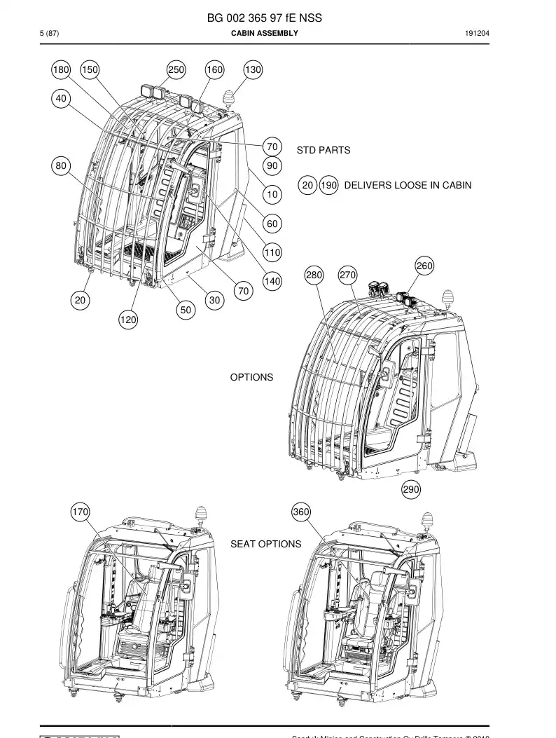 BG00236597f BG 002 365 97f Cabin Assembly - Sandvik Technical Drawing