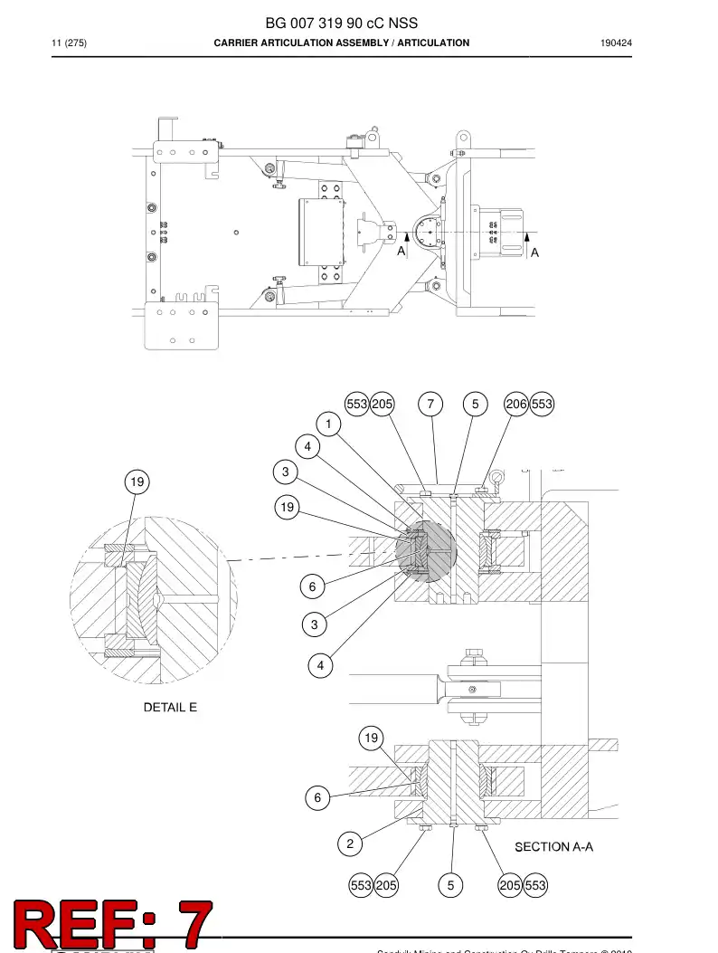 BG00237582a BG 002 375 82a Hose Support Assembly - Sandvik Technical Drawing