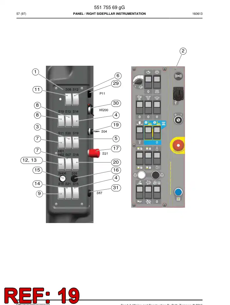 BG00237599a BG 002 375 99a Switch, Key - Sandvik Technical Drawing